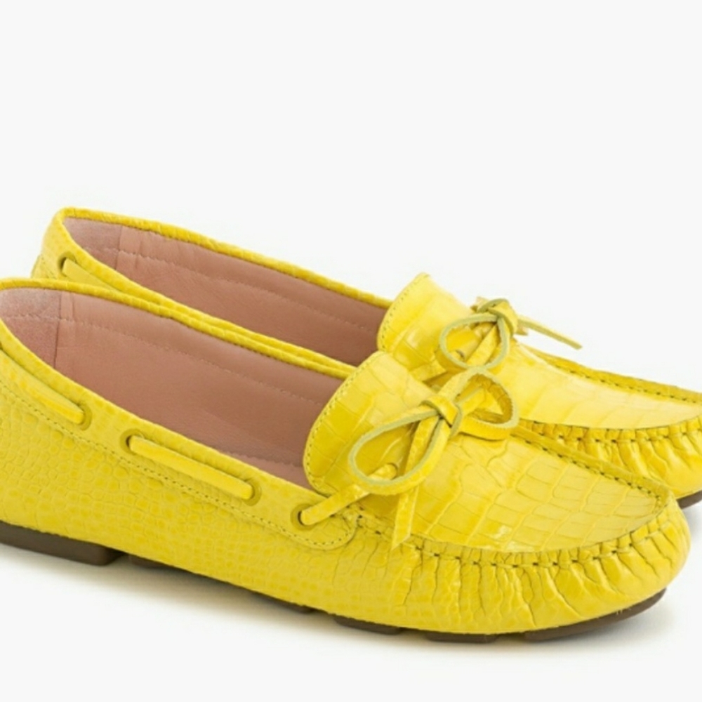 💛J Crew yellow driving mocassins Size 7